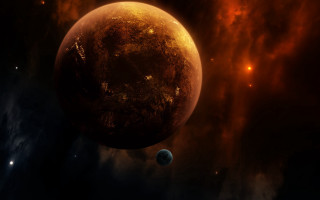 Orange glow planets star moon - orange glow free wallpaper