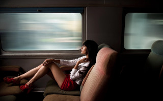 Woman sitting train seat cinematic - anka zhuravleva free wallpaper for desktop
