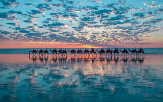 Horse riding water sunset beach - elizabeth durack free wallpaper
