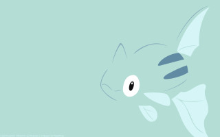 Cartoon fish big eye swimming - green background free wallpaper for desktop