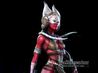 Woman red white costume horns - costume free wallpaper