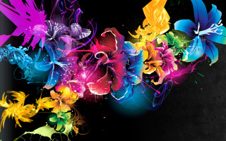 Colorful flower black background psychedelic - a colorful flower free wallpaper