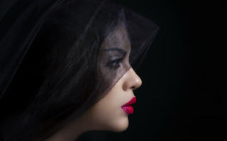 Woman veil redlipstick blackbackground gothic - a veil free wallpaper