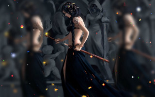 Woman dress stick statue lights - a stick free wallpaper