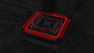Red black blue square city - ray free wallpaper