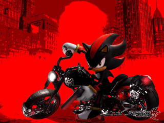 Cartoon character motorcycle red background - shadow free wallpaper for desktop
