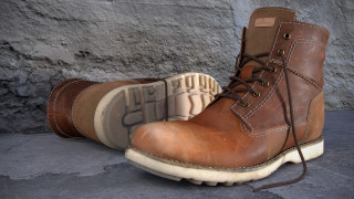 Brown boots cement floor stone - a pair free wallpaper