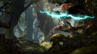 Woman forest sword glowing magic - clint cearley free wallpaper