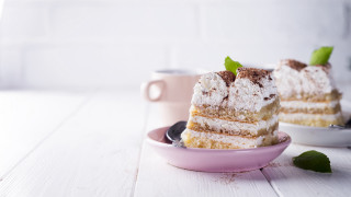 Cake pink bowl coffee rococo - a white table free wallpaper