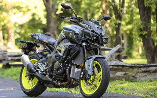 Motorcycle forest road fence bush - in the foreground free wallpaper