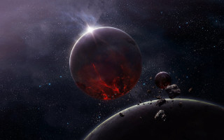 Red planet two smaller planets 2 - planet free wallpaper