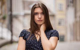 Eszter mattioni polka dot dress - under her chin free wallpaper