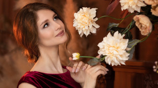 Elina karimova red dress flower - a red dress holding free wallpaper