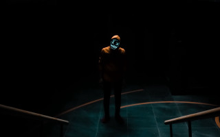 Man neon mask dark handsome - sinister free wallpaper for desktop