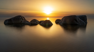 Sunset ocean rocks beach sunlight - a few rock free wallpaper for desktop