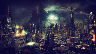 Cityscape night lights aurora matte - a cityscape free wallpaper