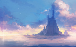 Castle sky clouds fantasy matte - a castle in the sky free wallpaper