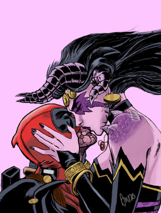 Woman mask kissing man mask - transgressive free wallpaper for mobile