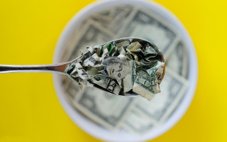 Spoon money yellow table background - a yellow wall free wallpaper