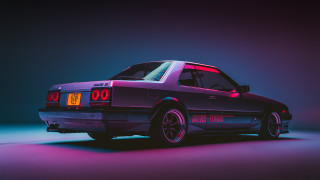 Red tail light retrowave 3d - retrowave free wallpaper