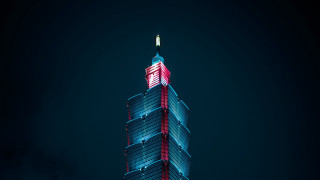 Tall building flag night artdeco - flag free wallpaper