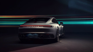 White porsche 911s dark room - path free wallpaper
