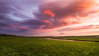 Field stream cloudy sky dusk - sky above free wallpaper