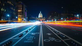 City street bike lane clock - long exposure free wallpaper