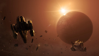 Space station red giant sun - past free wallpaper