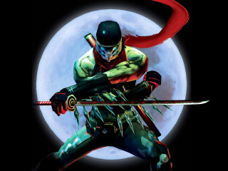 Man sword full moon red - a red scarf free wallpaper