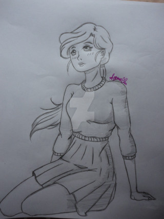 Girl sitting paper pink marker - artgerm free wallpaper for mobile