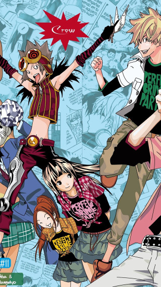 Anime characters blue background red 3 - together free wallpaper for mobile