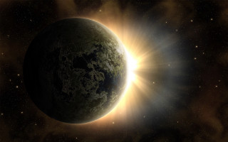 Bright sun planet space stars - star and dust free wallpaper