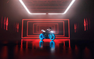 Motorcycle dark room red lights - unreal engine free wallpaper for desktop