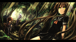 Girl long hair walking forest - a forest free wallpaper for desktop