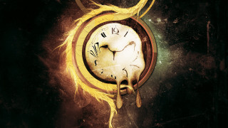 Surrealist clock aurora gears moon - clock free wallpaper for desktop