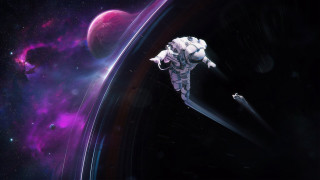 Space station shuttle aurora milkyway - a distant object in the background free wallpaper