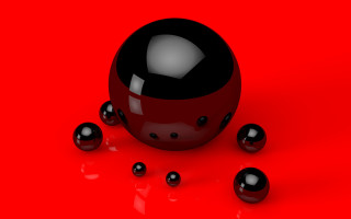 Black balls red background 3d - an zhengwen free wallpaper