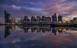City skyline bridge water night 9 - a bridge and a body of water free wallpaper