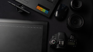 Camera laptop pen desk notepad - a notepad free wallpaper