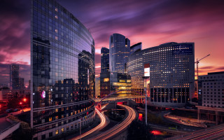 Tokyo cityscape night traffic bridge - traffic free wallpaper