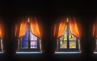 Window curtain silhouette fire dusk - affinity photo free wallpaper