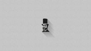 Beard top hat gray shadow - minimalist free wallpaper for desktop