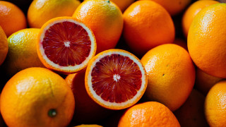 Oranges cut half neo fauvism - one cut free wallpaper