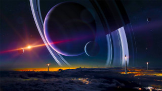Saturn rings night plane window - a plane window free wallpaper