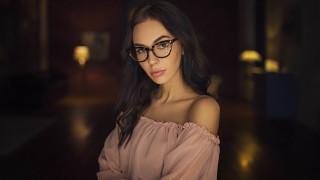 Woman glasses pink top portrait - a pink top free wallpaper