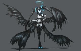 Woman black blue outfit wings - concept design art free wallpaper