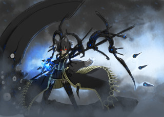 Woman sword clouds demon creature - darkness free wallpaper