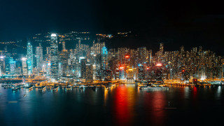 Cityscape night lights boats tiltshift - cityscape free wallpaper