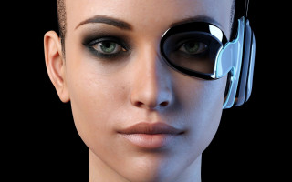 Futuristic woman eye patch cybernetics - a sci free wallpaper for desktop